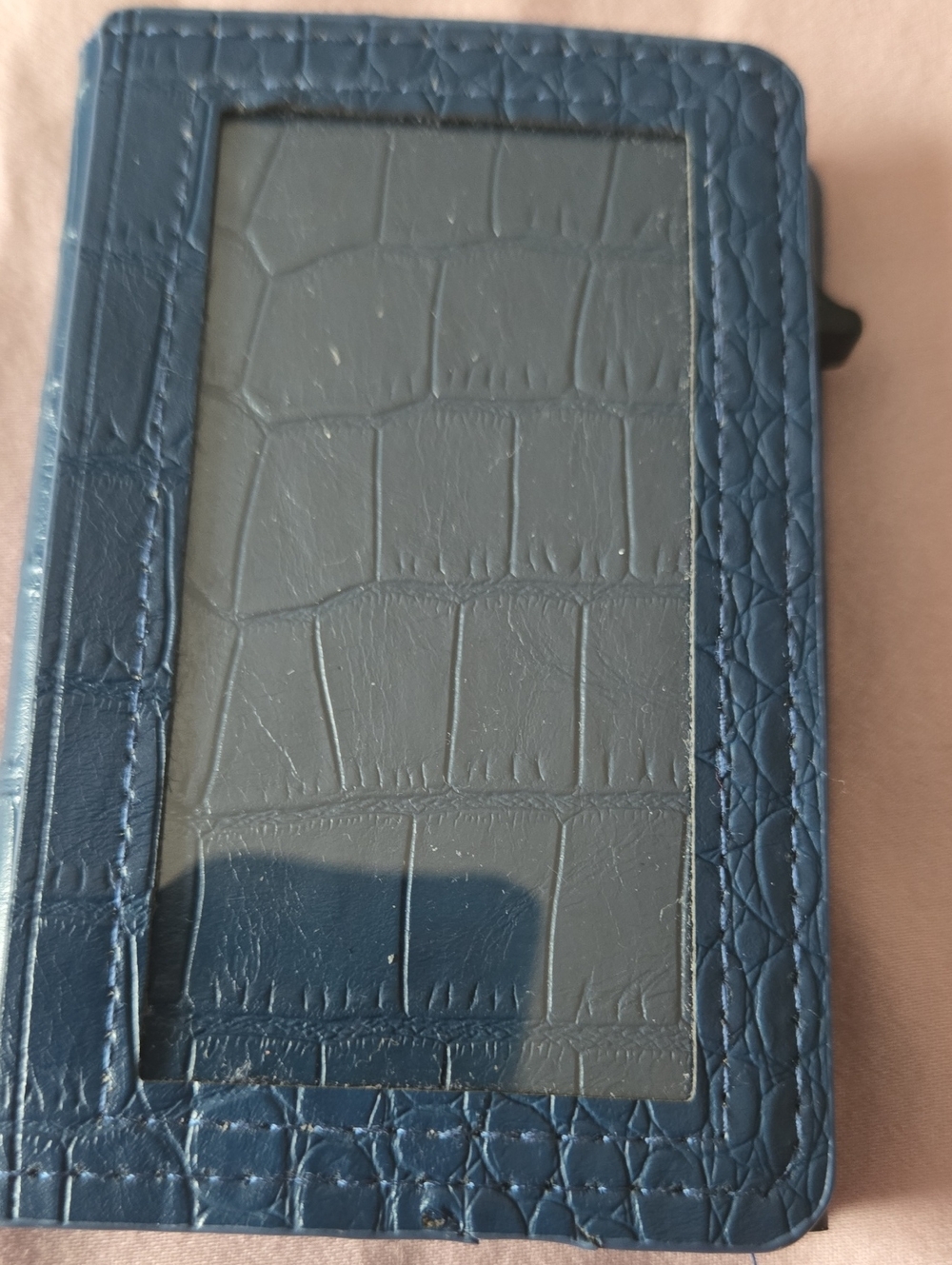 Women Or Mens  Blue Croc-Textured Card, License,  Wallet Pop Up Case